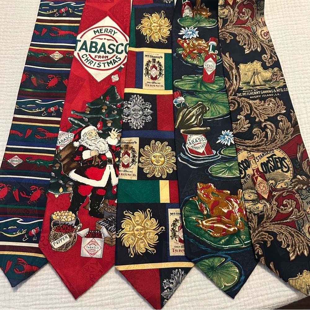100% Silk Vintage Festive Tabasco Christmas Tie Lot